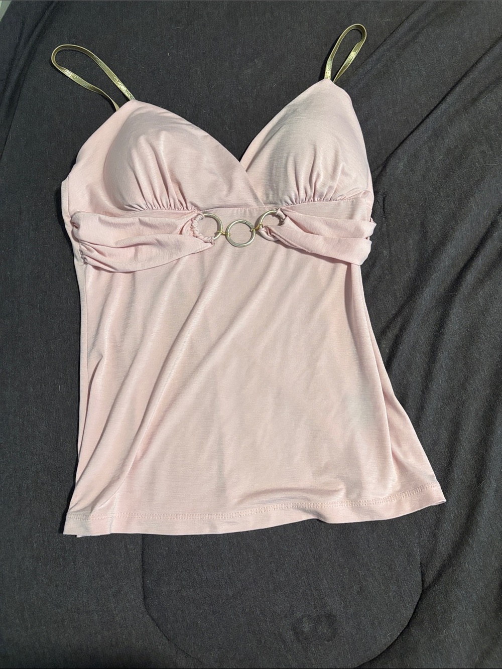 Light Pink Ring-Accent Cami Tank Top tiny rip in the chest pice